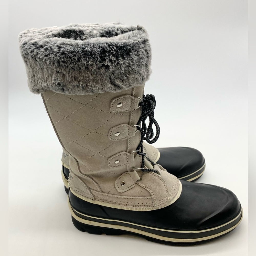 Khombu Emily Leather Rubber Winter Boots Light Gray Womens Sz 8M Style #1323895